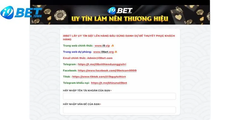 Lưu ý khi thực hiện liên hệ i9bet